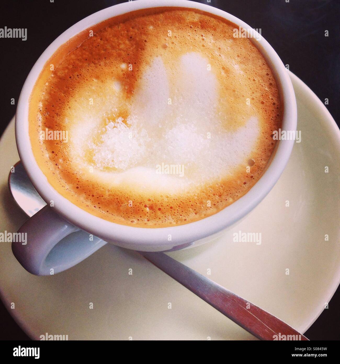 Caffè cappuccino, girato da sopra Foto Stock