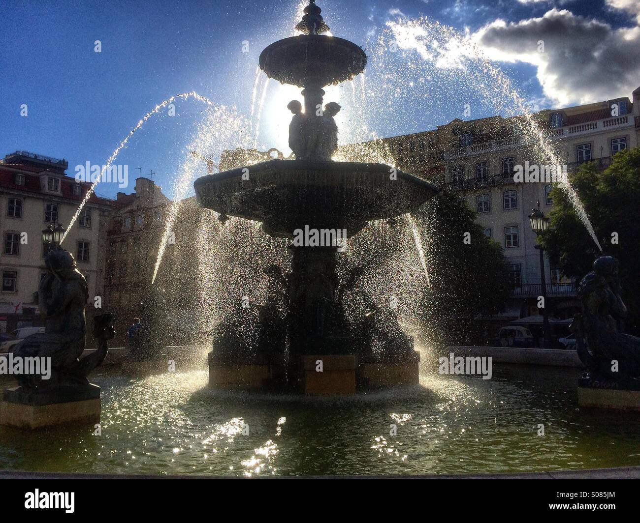 Praça Dom Pedro IV, Lisbona Foto Stock