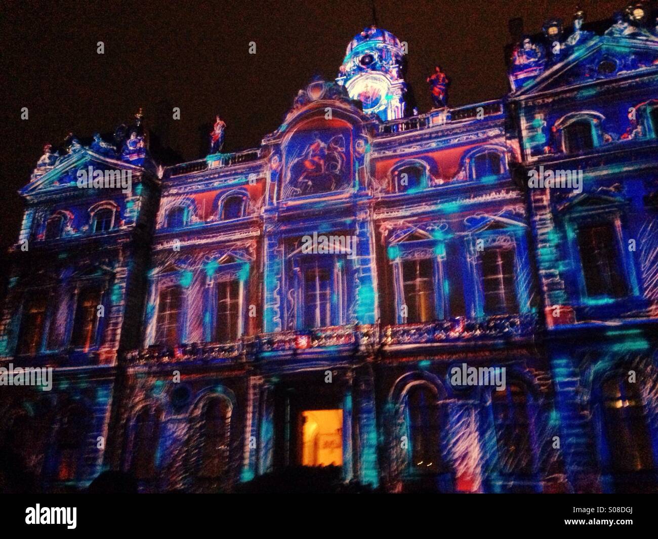 Fete des Lumieres,città di Lione, Francia - Immagine stock catturata con smartphone