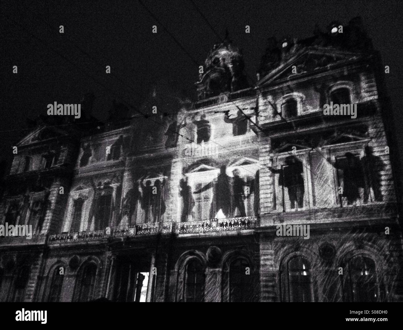 8 dicembre, festa di luce lyon - Immagine stock catturata con smartphone