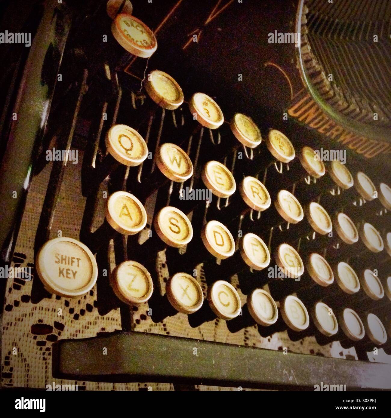 Questo è un antico Underwood Nastri inchiostratori per macchine da scrivere. Foto Stock