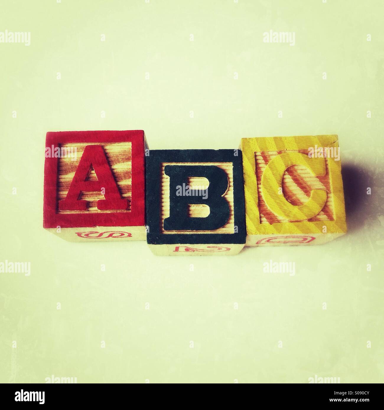 In legno blocchi alfabeto abc Foto Stock