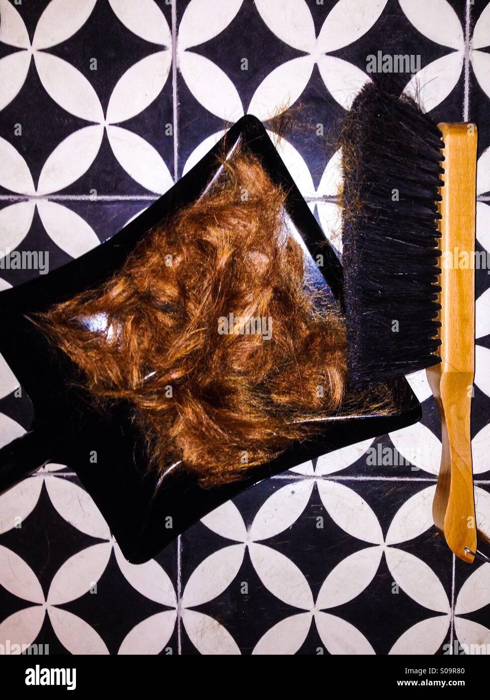 Capelli rossi ripulire dal taglio di capelli Foto Stock