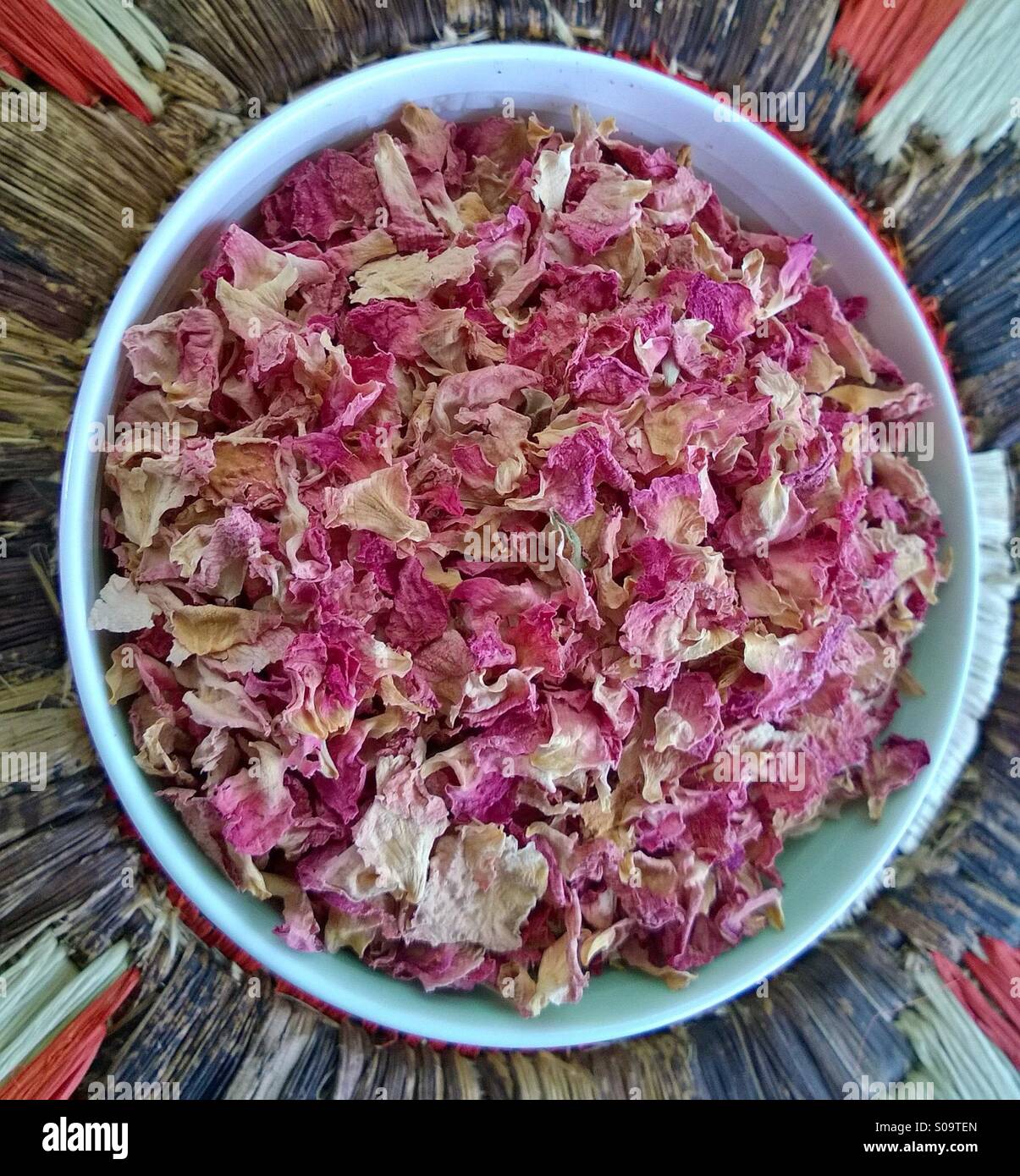 Essiccati petali di rosa per cibo persiano di cucina. Foto Stock