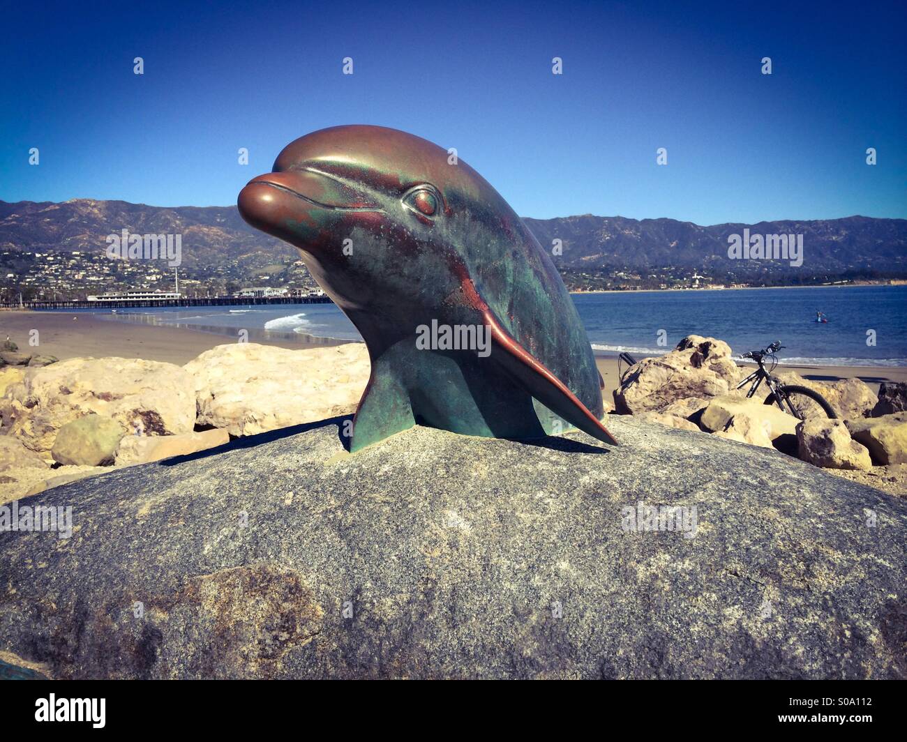 Dolphin statua di Santa Barbara in California Foto Stock