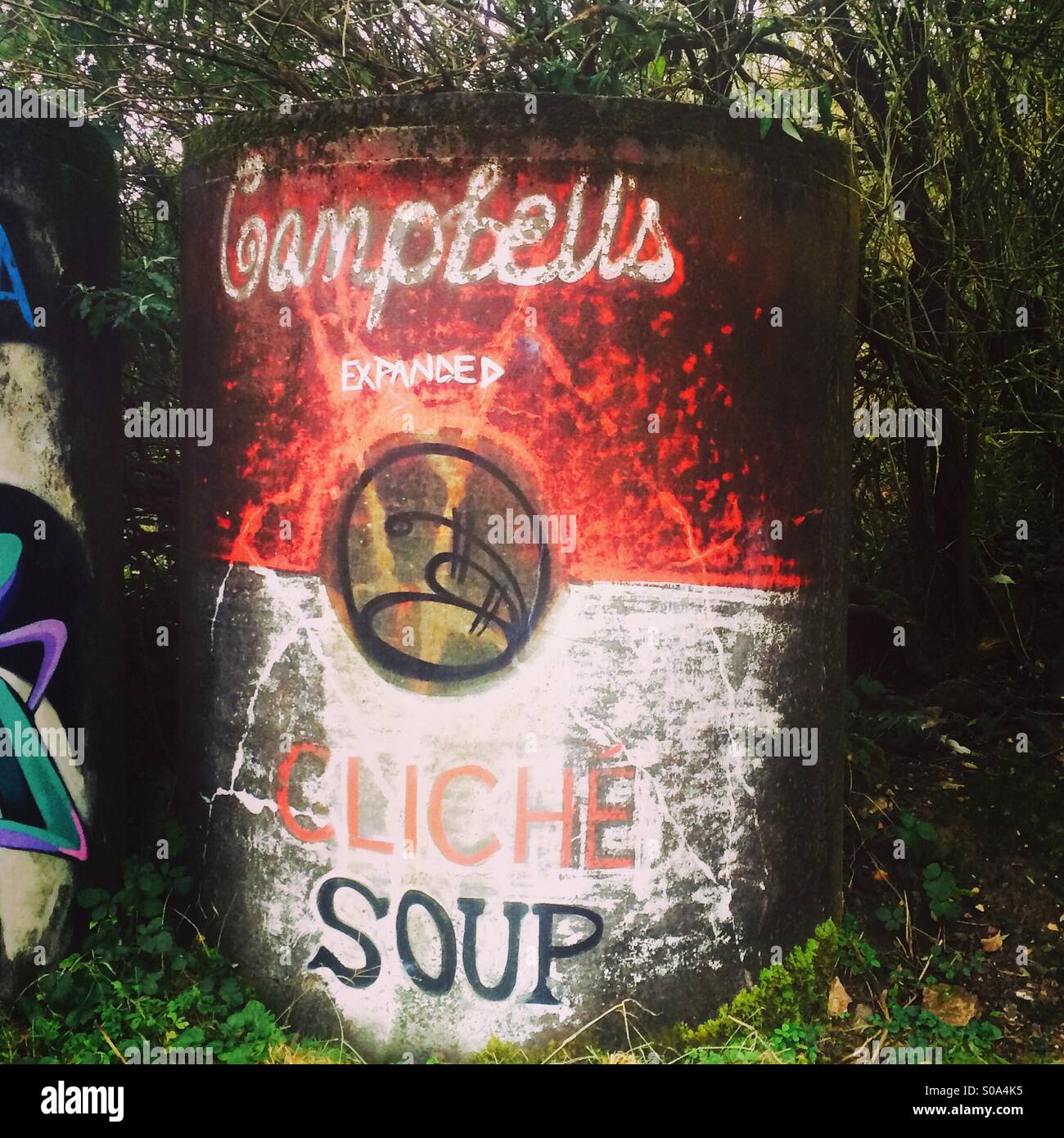 Può la zuppa di arte. Graffiti arte nello stile di una classica lattina di zuppa, cliche sapore Foto Stock
