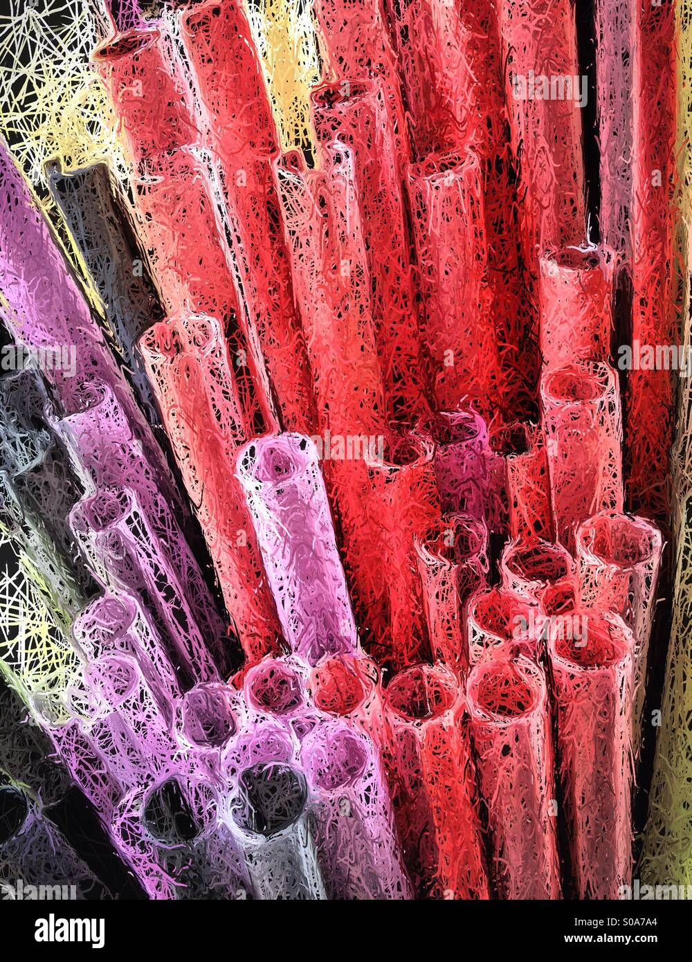 Effetto di arte sul bere cannucce - Immagine stock catturata con smartphone