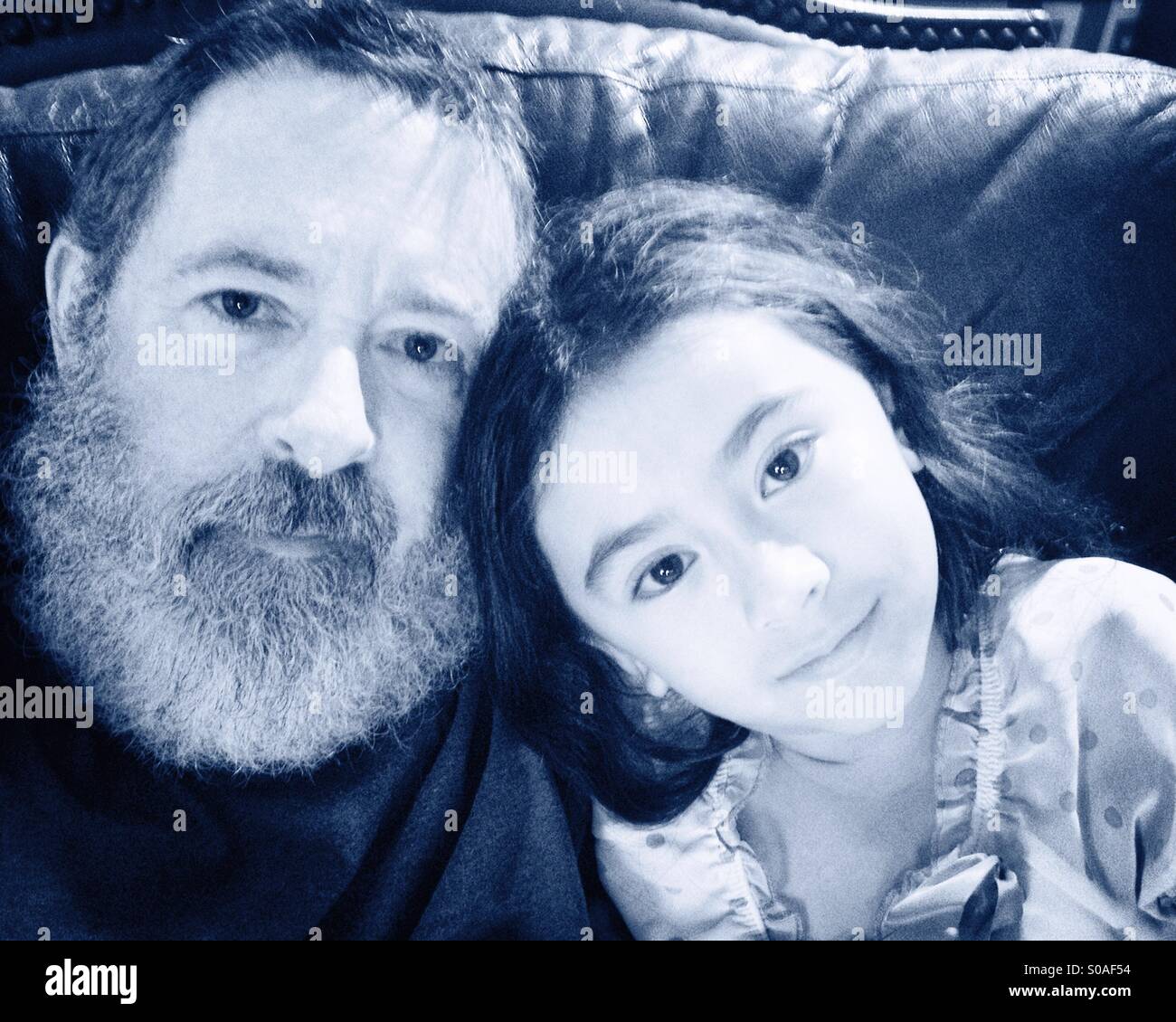 Padre e figlia selfie. Foto Stock