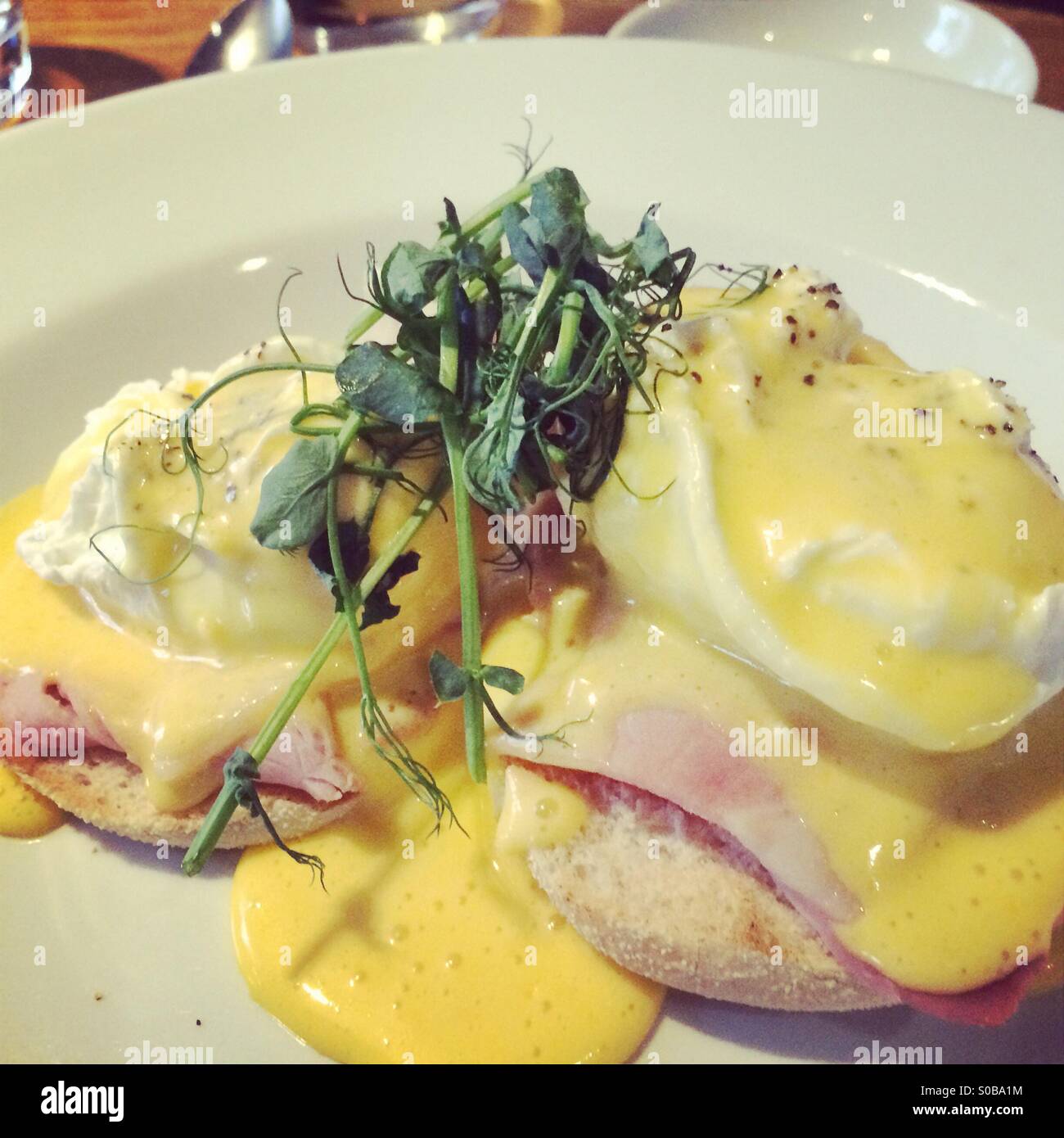 Uova Benedict prima colazione Foto Stock