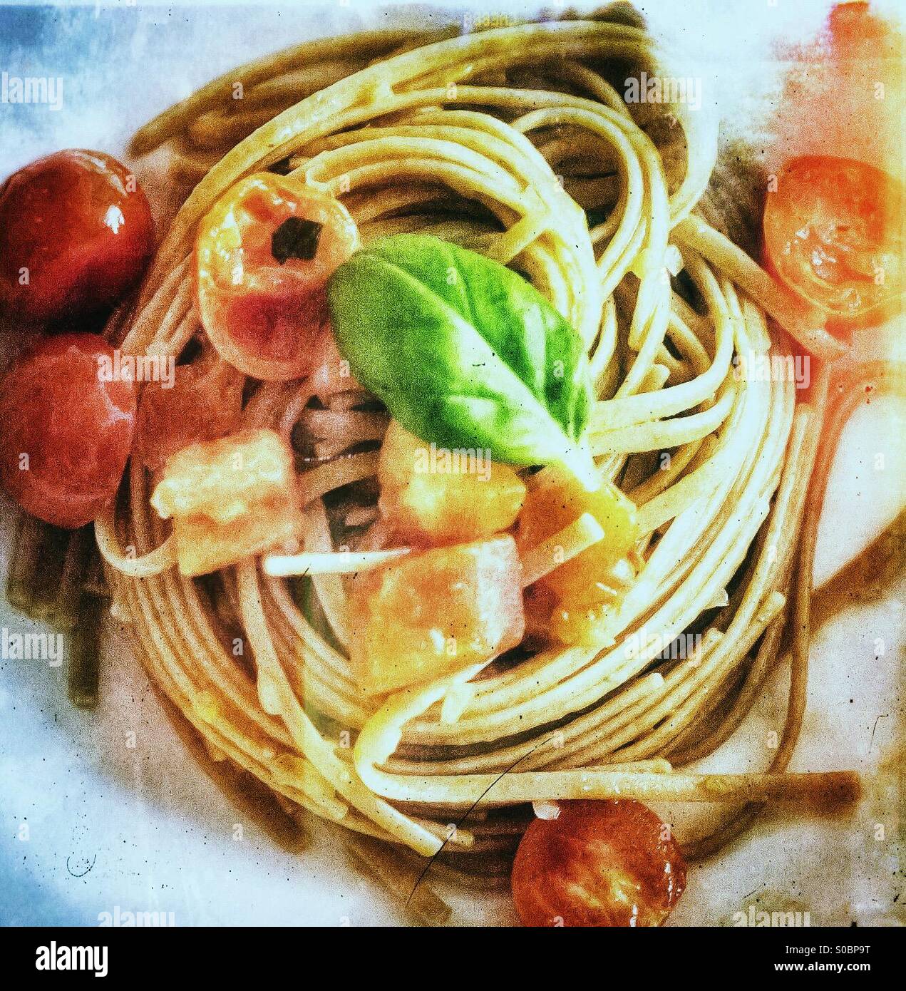 Tutto il frumento integrale spaghetti di pasta Foto Stock