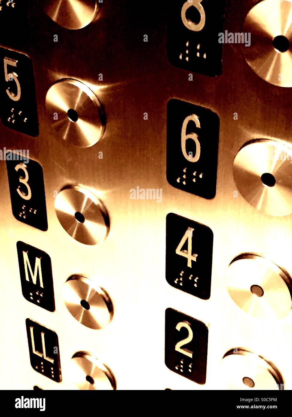 Pulsanti di ascensore Foto Stock