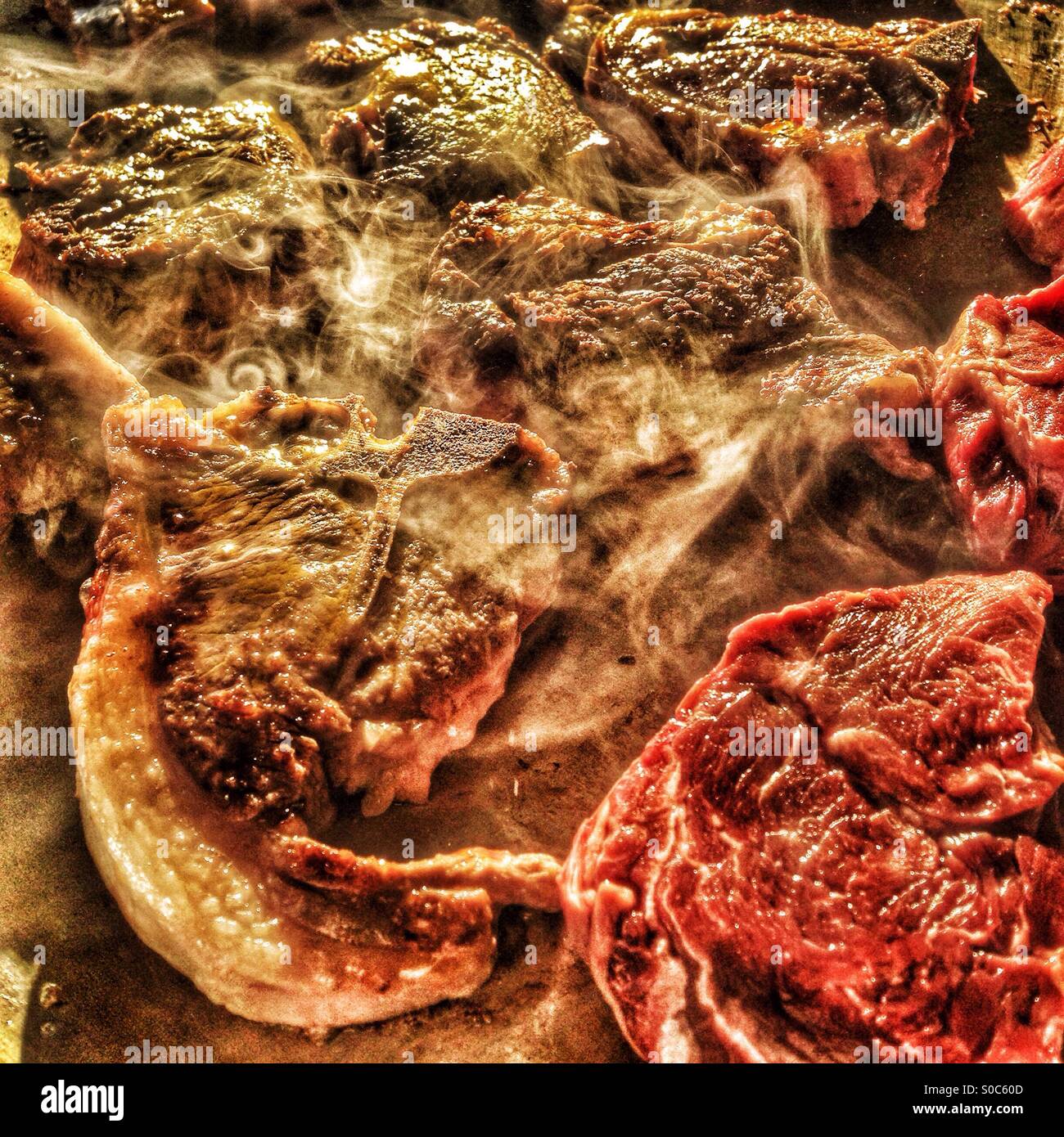 Filetto di scotch sul barbecue. Foto Stock