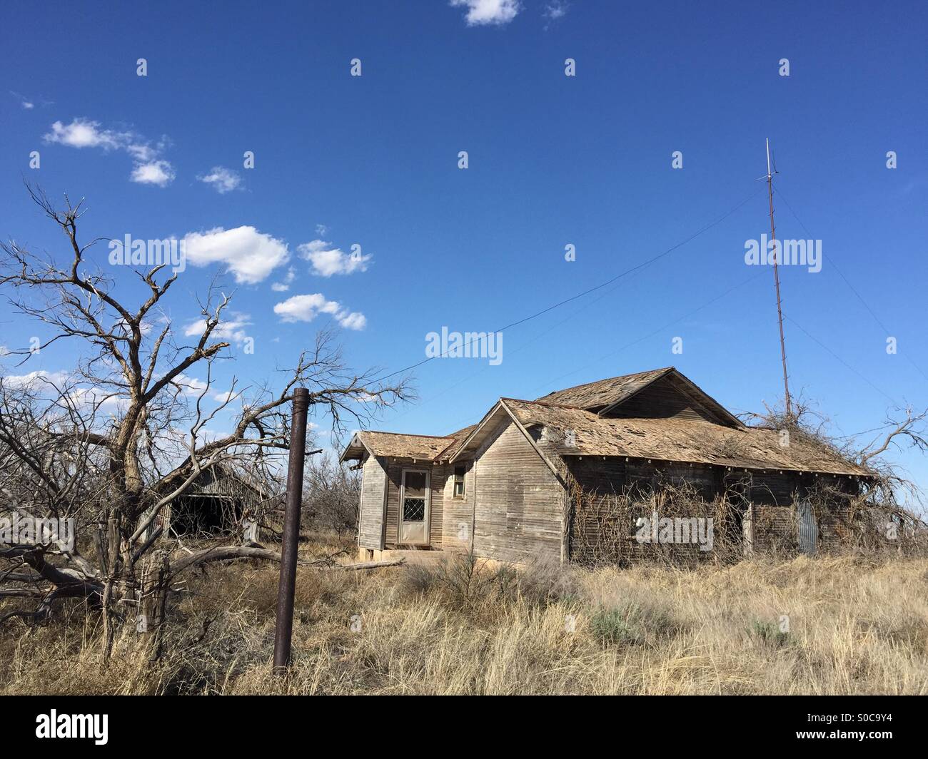 Casa abbandonata nelle zone rurali del Texas Foto Stock