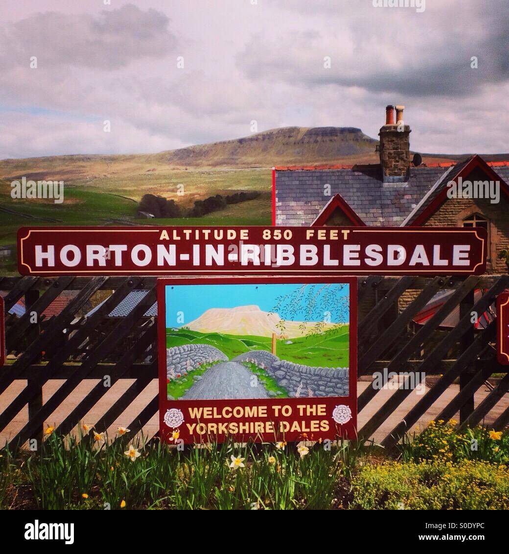 Horton in Ribblesdale stazione ferroviaria nel Yorkshire Dales. Foto Stock