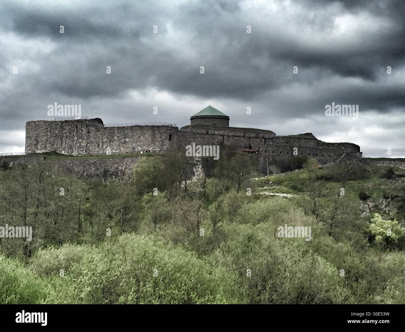 Fortezza di Kungälv. - Immagine stock catturata con smartphone
