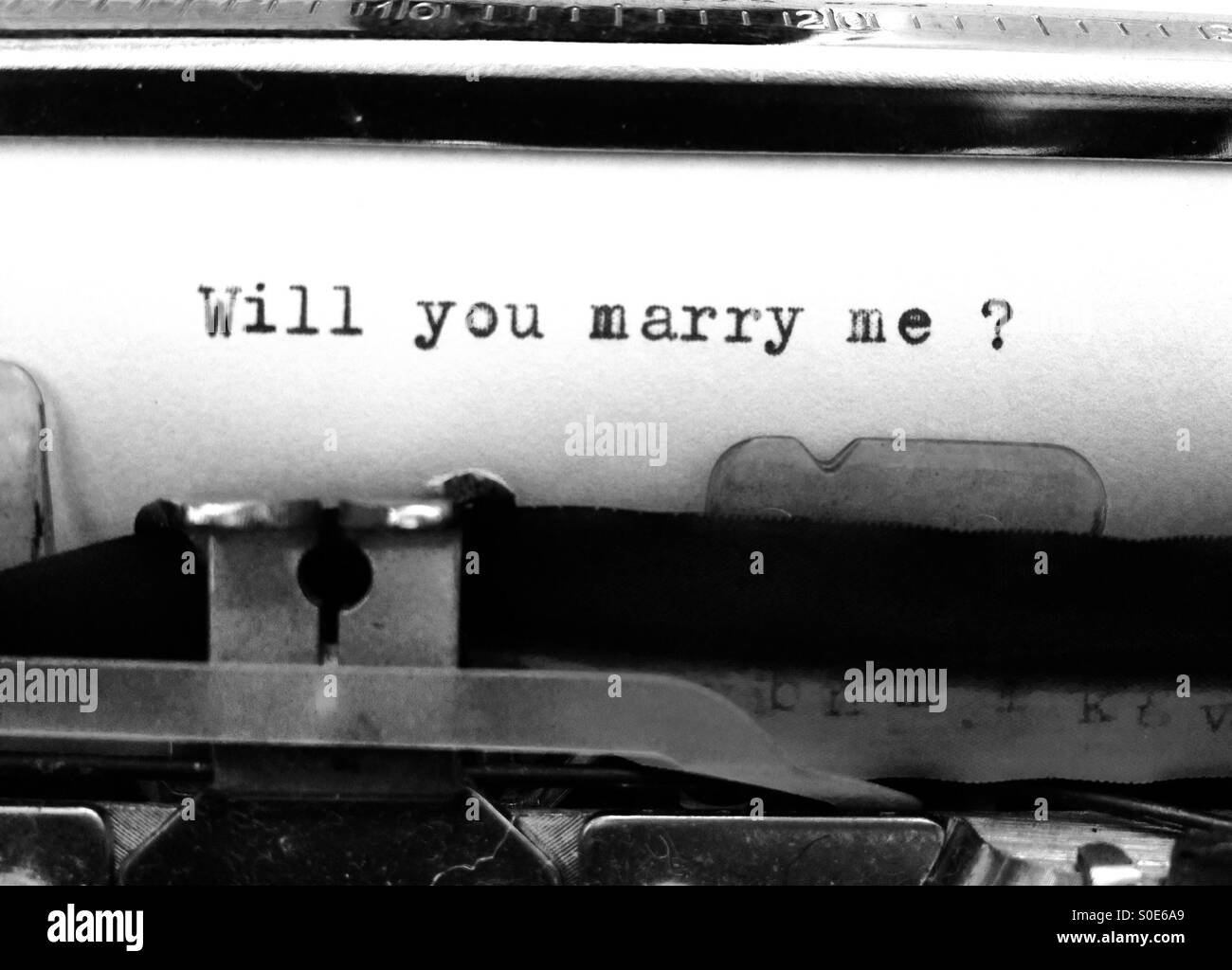 Nastri inchiostratori per macchine da scrivere con le parole ti sposerà me? Foto Stock