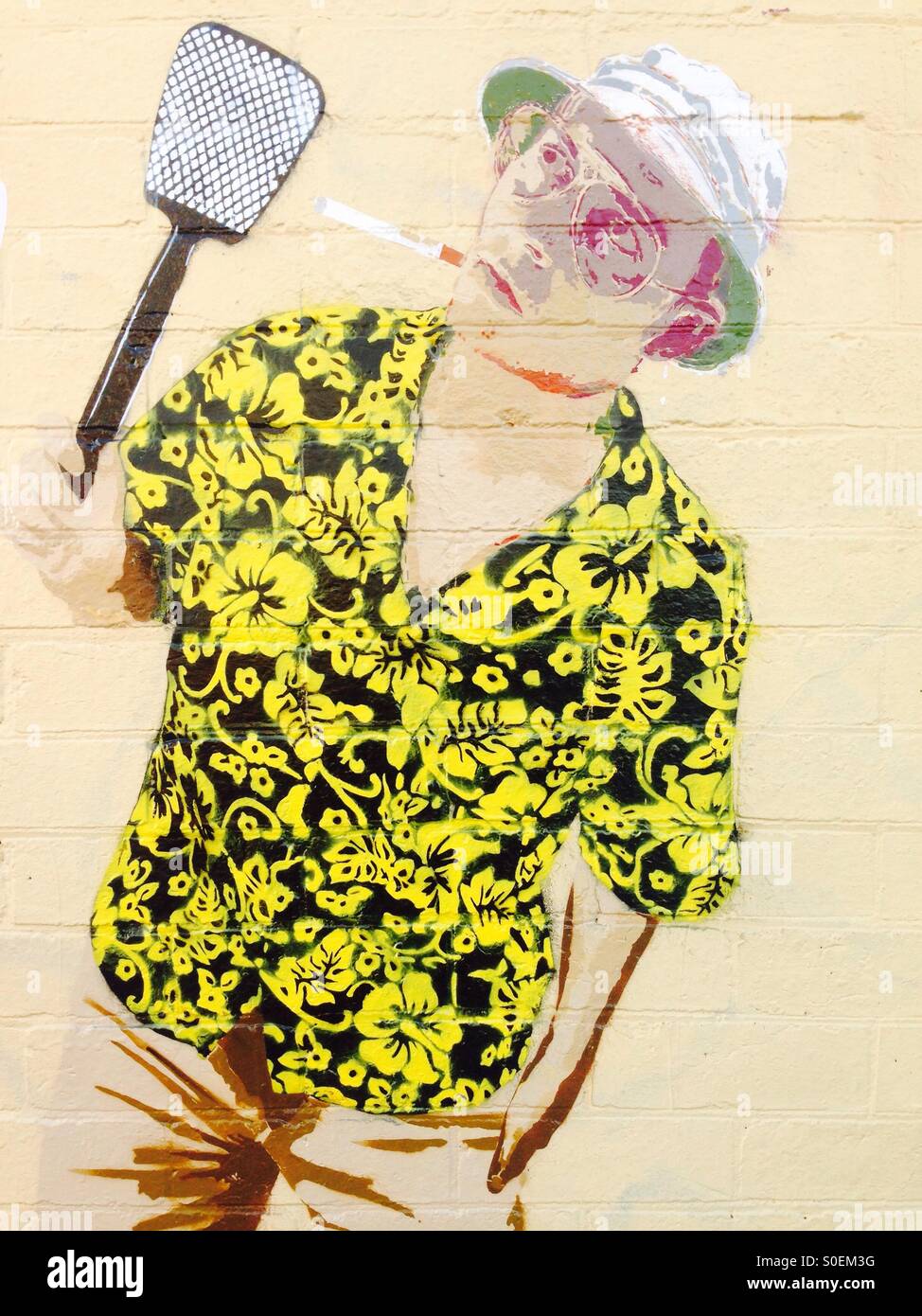La street art di Johnny Depp come Hunter S Thompson Foto Stock