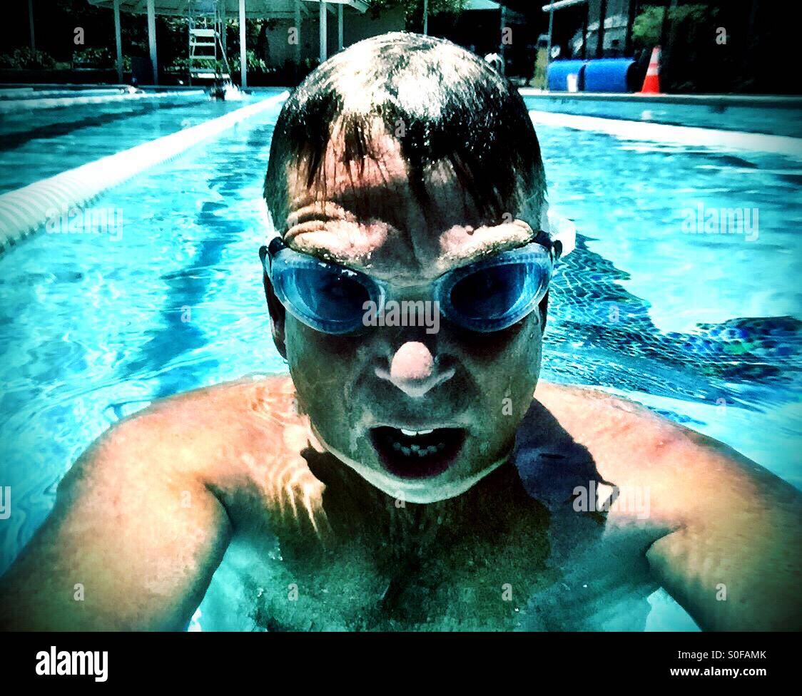 Il nuotatore. - Immagine stock catturata con smartphone