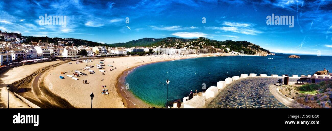 Vista panoramica di Tossa de Mar a Girona, Spagna Foto Stock