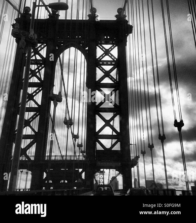 A guidare oltre il manhattan bridge Foto Stock