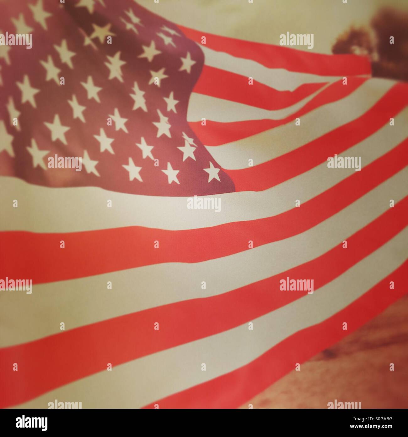 Bandiera americana al vento Foto Stock
