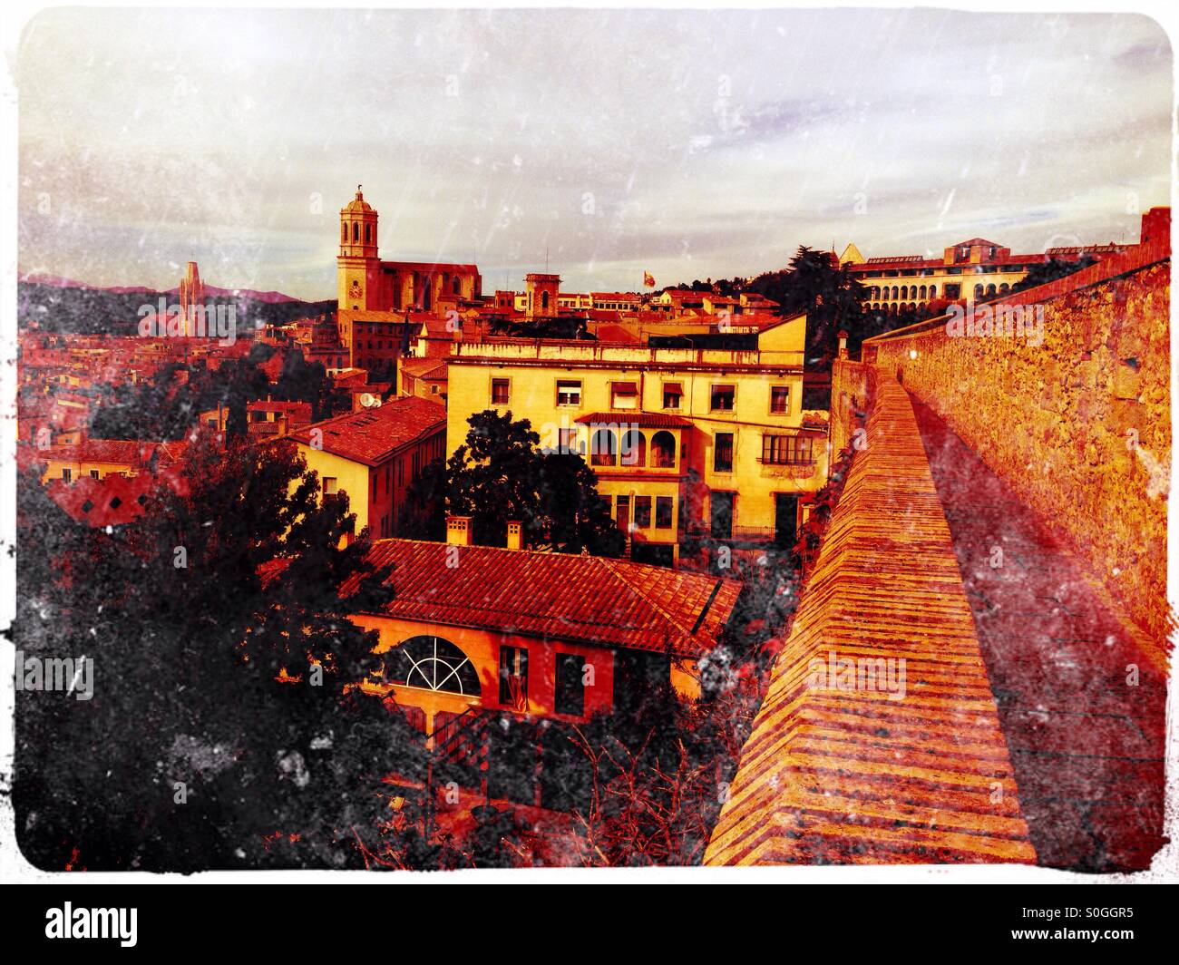 Vista della città di Girona in Spagna Foto Stock