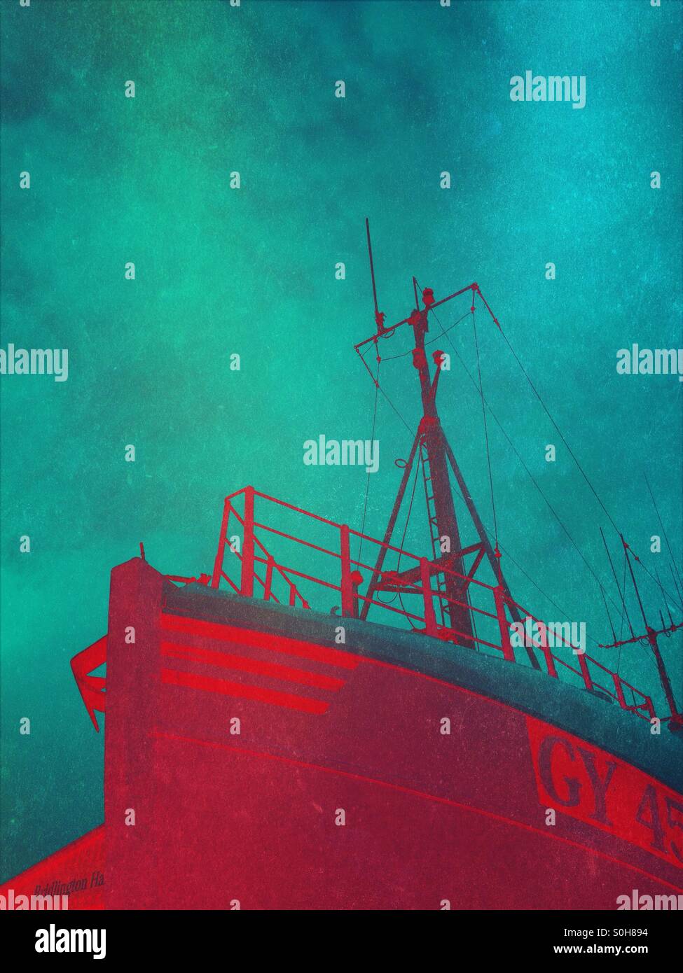 Effetto di arte su una barca - Immagine stock catturata con smartphone