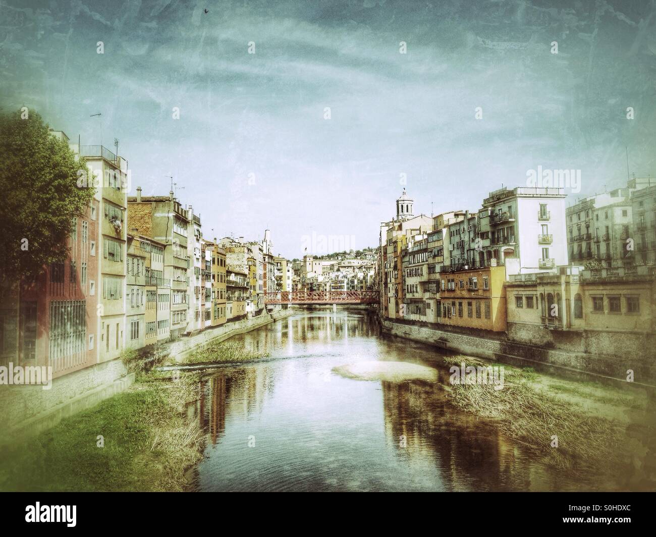 Vista della città di Girona, Spagna Foto Stock