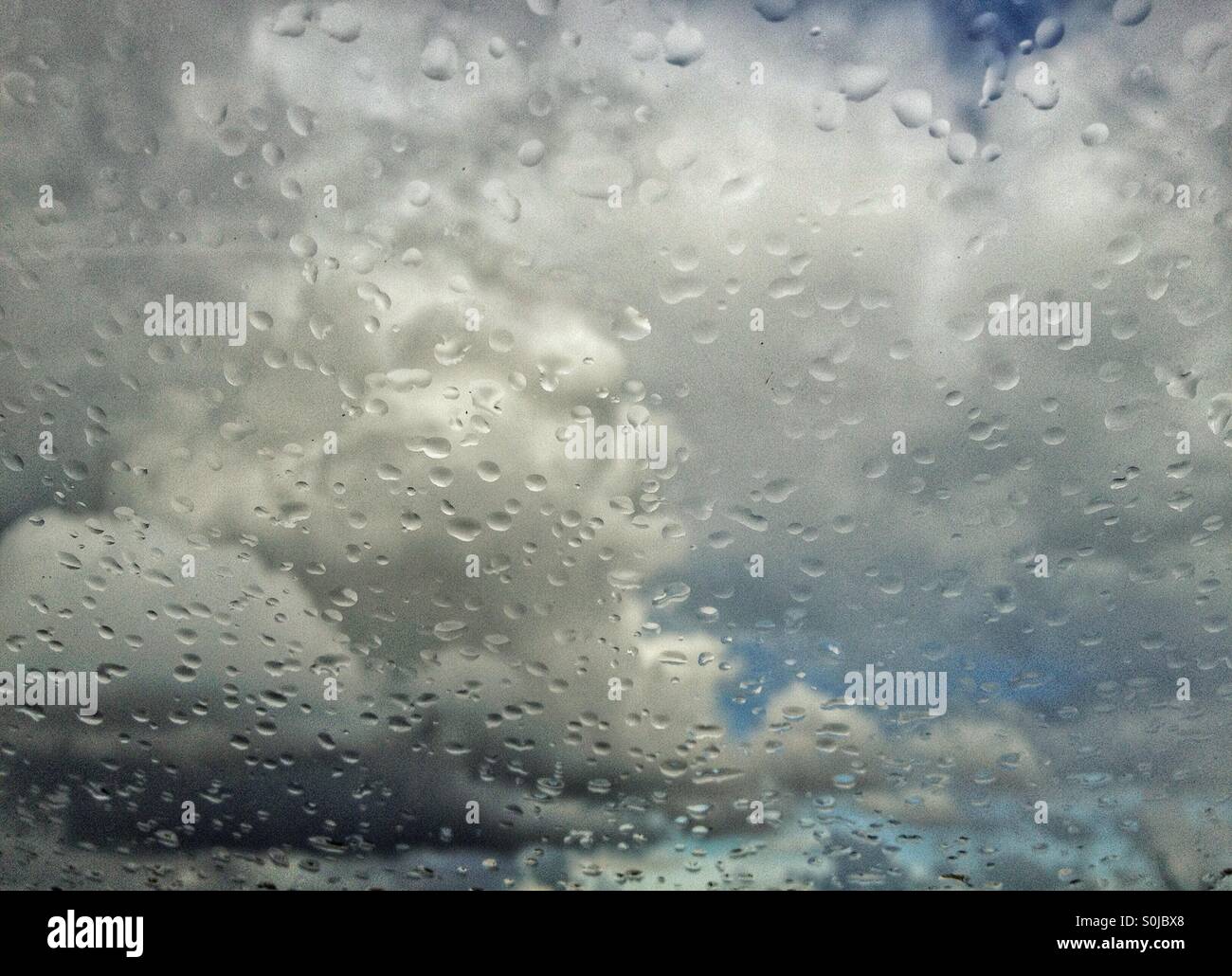 La pioggia su una finestra Foto Stock