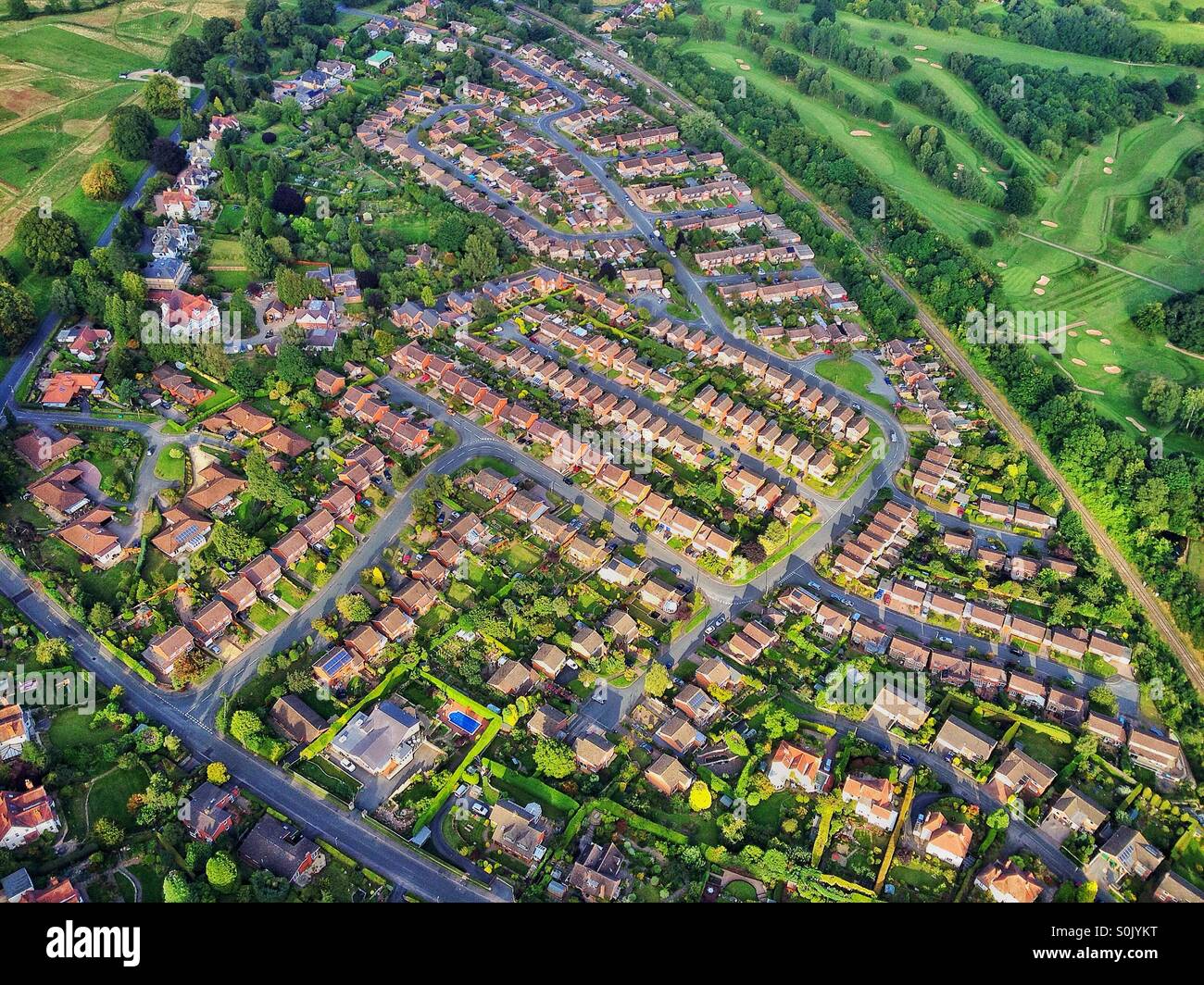 Complesso residenziale e il campo da golf di seguito Malvern Hills Foto Stock