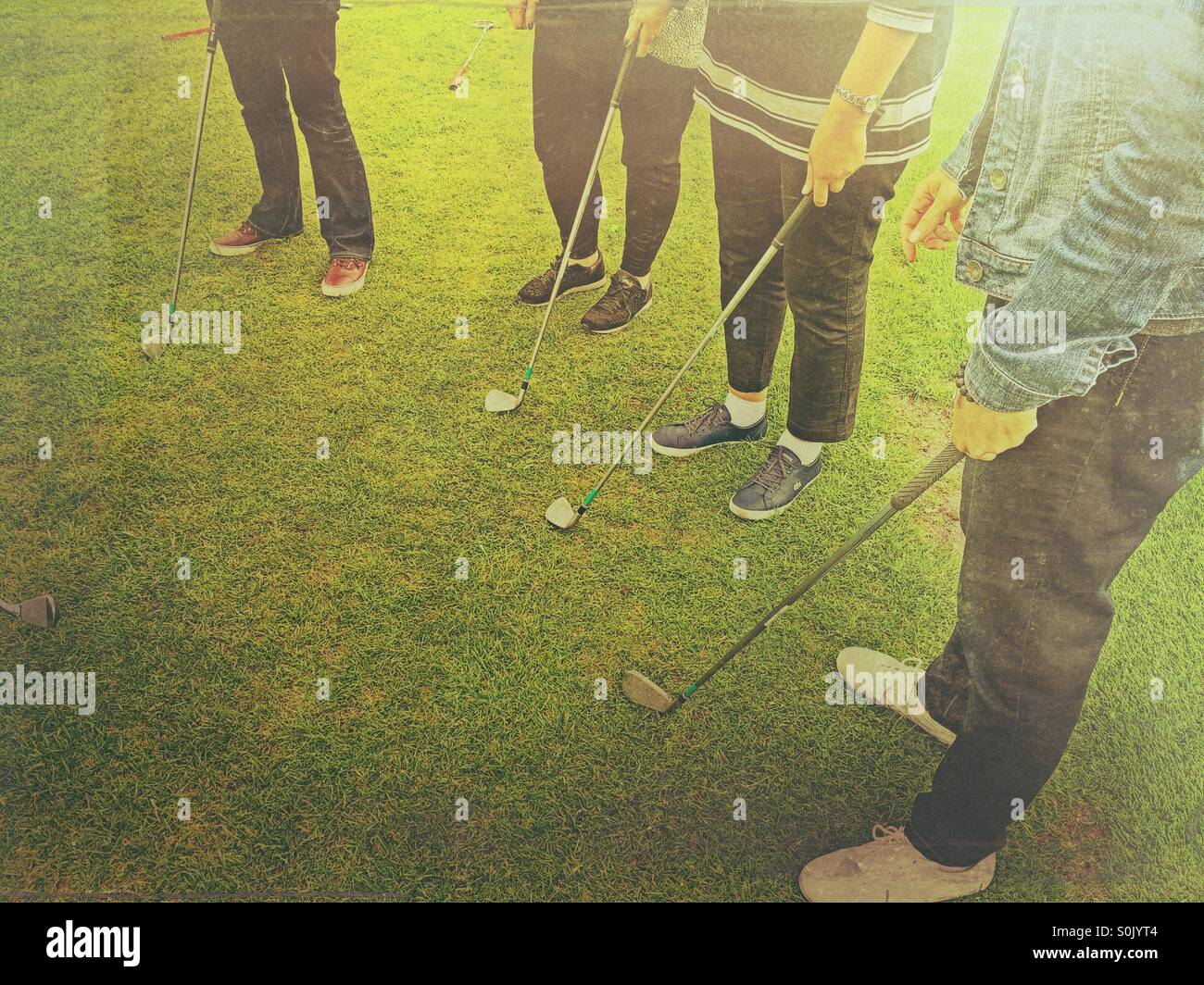 Primo lezioni di golf - Immagine stock catturata con smartphone