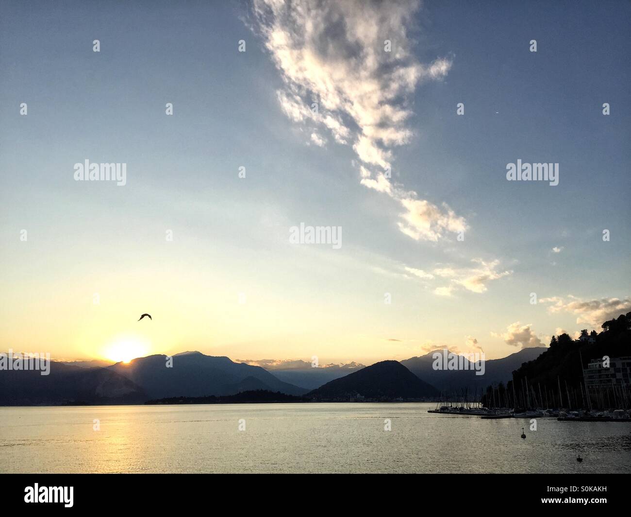 Lago Maggiore tramonto Foto Stock