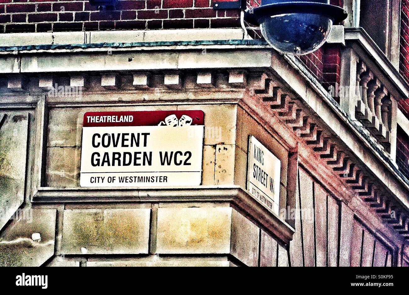 Granulosa Covent Garden / King Street a Londra di segno Foto Stock
