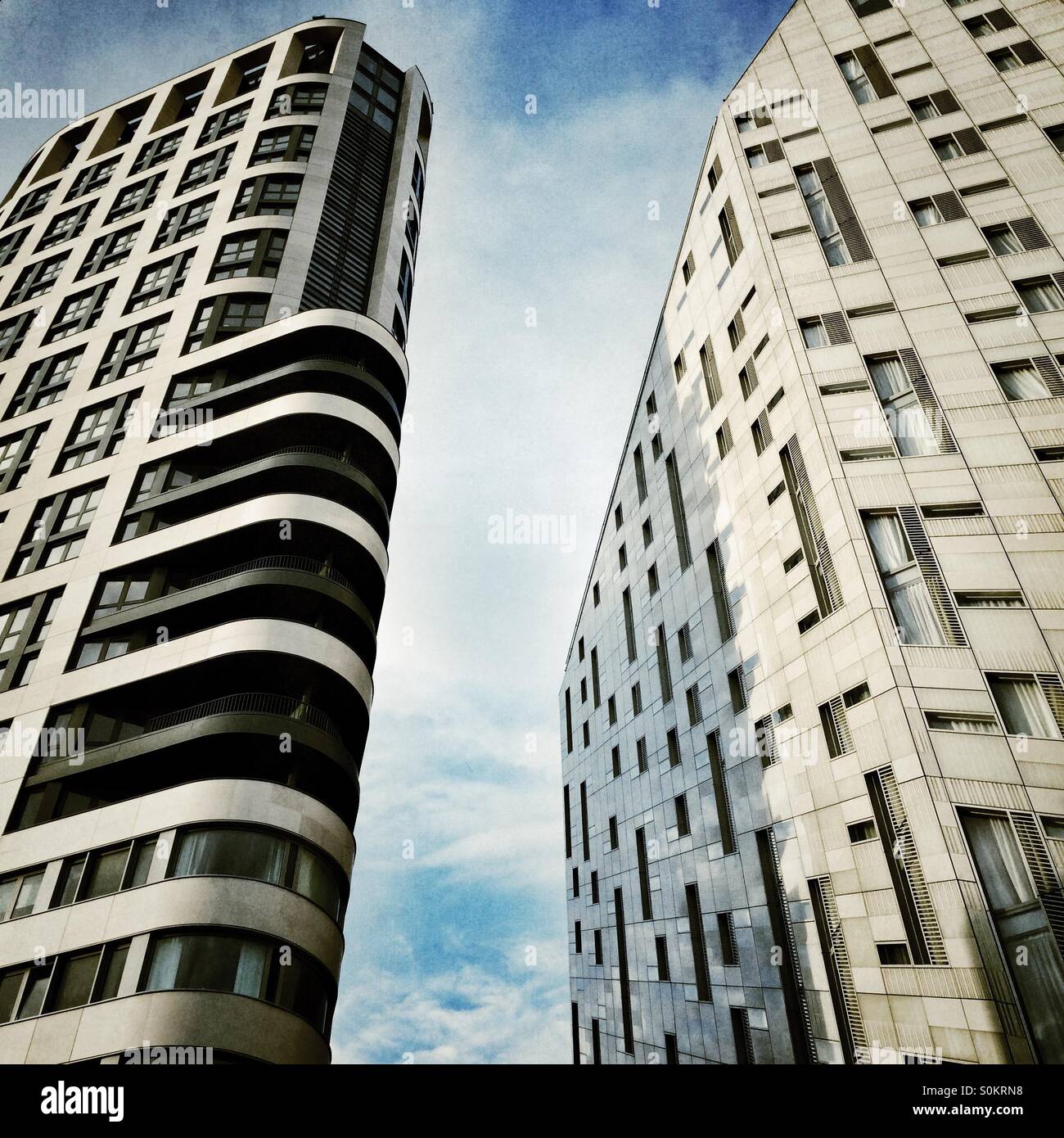Gli alberghi e i blocchi di appartamenti in Old Street, Londra Foto Stock
