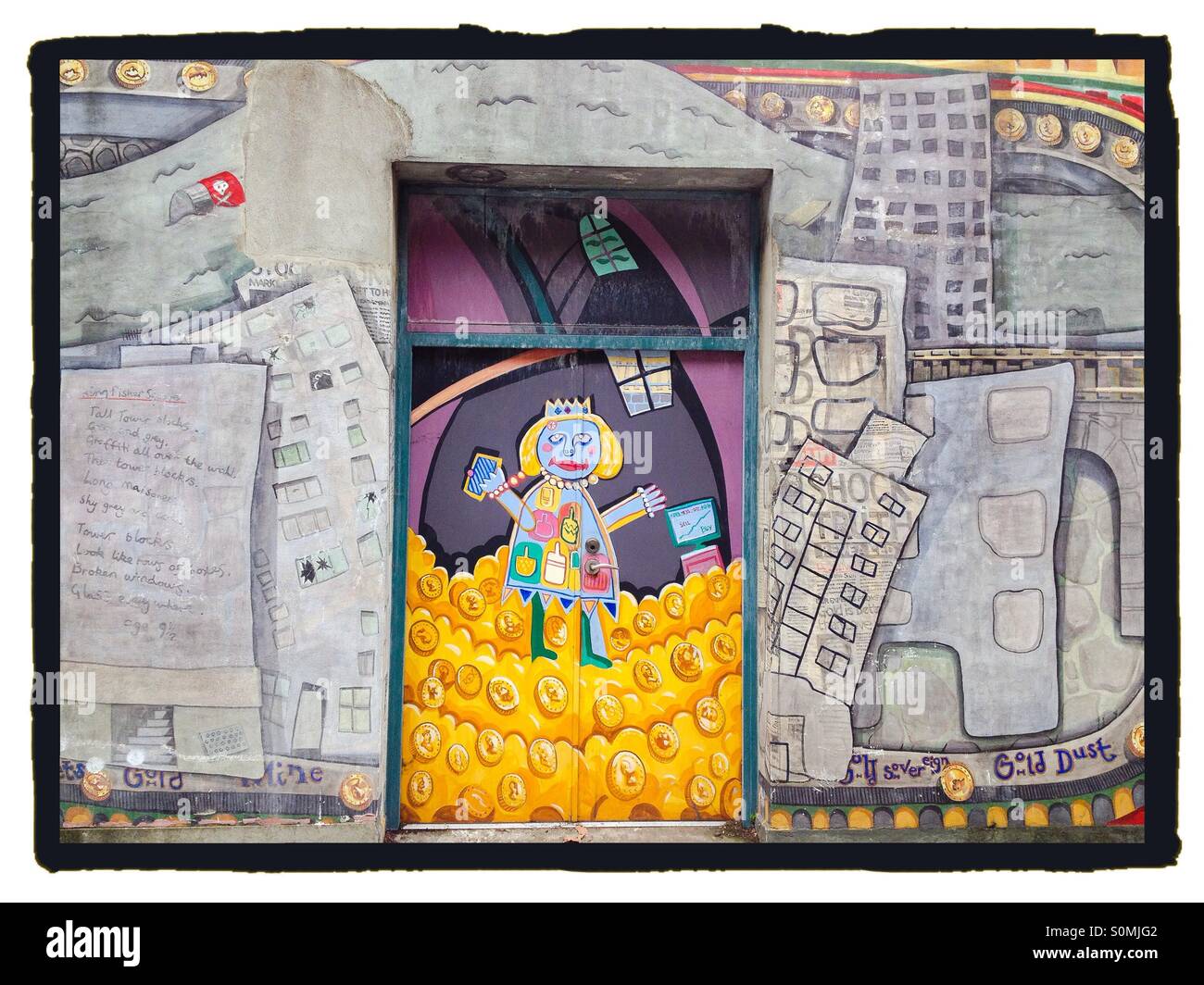 Muro di Graffiti su Deptford Creek Road - Immagine stock catturata con smartphone