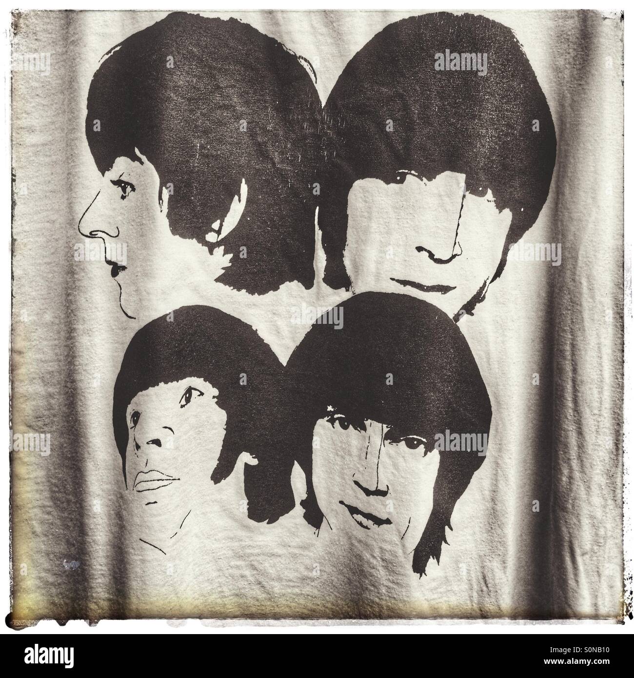 T-shirt con illustrazione dei coleotteri su di esso. - Immagine stock catturata con smartphone