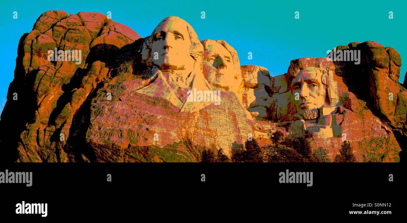 Mattina presso il Monte Rushmore, panoramica , Black Hills, Dakota del Sud - Immagine stock catturata con smartphone