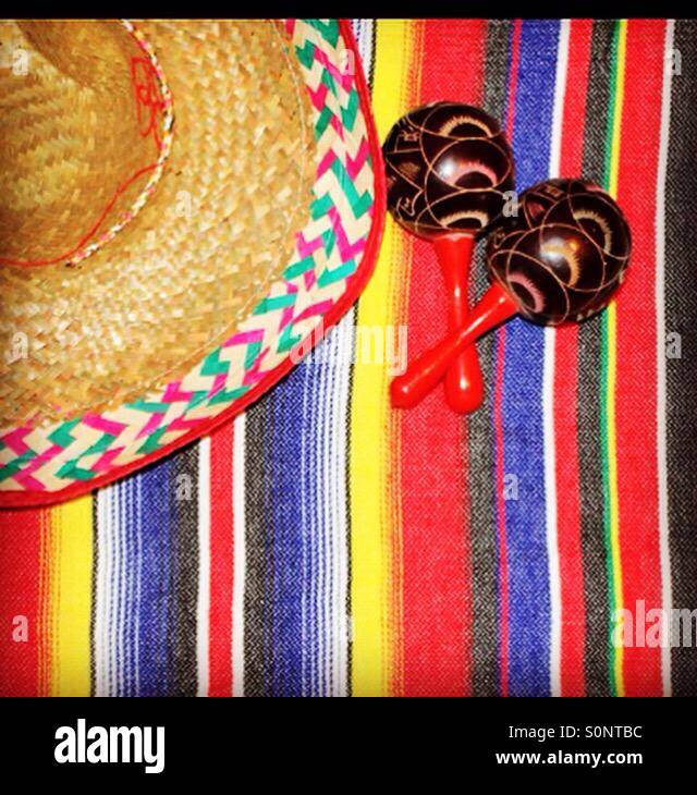 Messico maracas serape sombrero Foto Stock