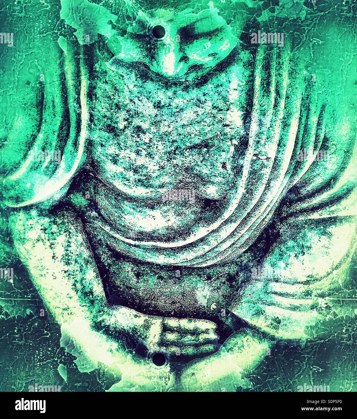 Buddha del grunge - Immagine stock catturata con smartphone