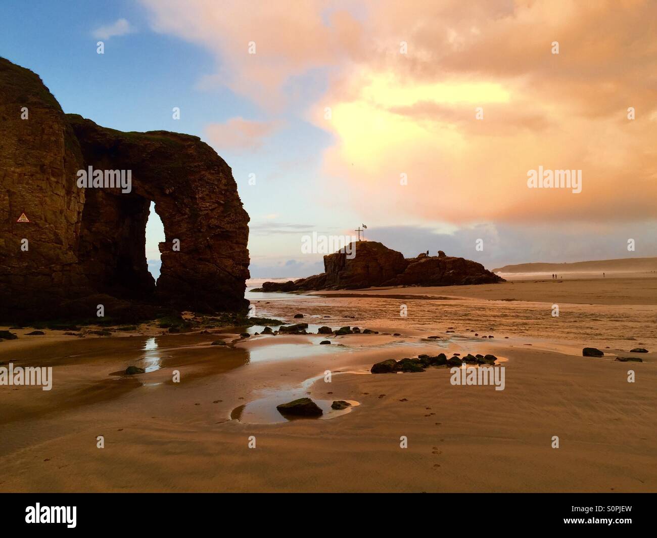 Perranporth Beach Cornovaglia al tramonto! Foto Stock