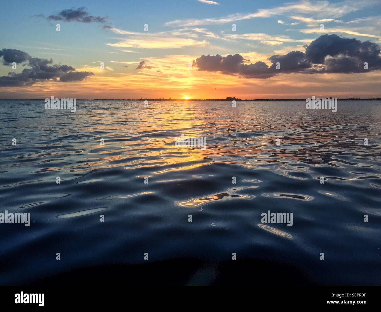 Tramonto in Florida in inverno. - Immagine stock catturata con smartphone
