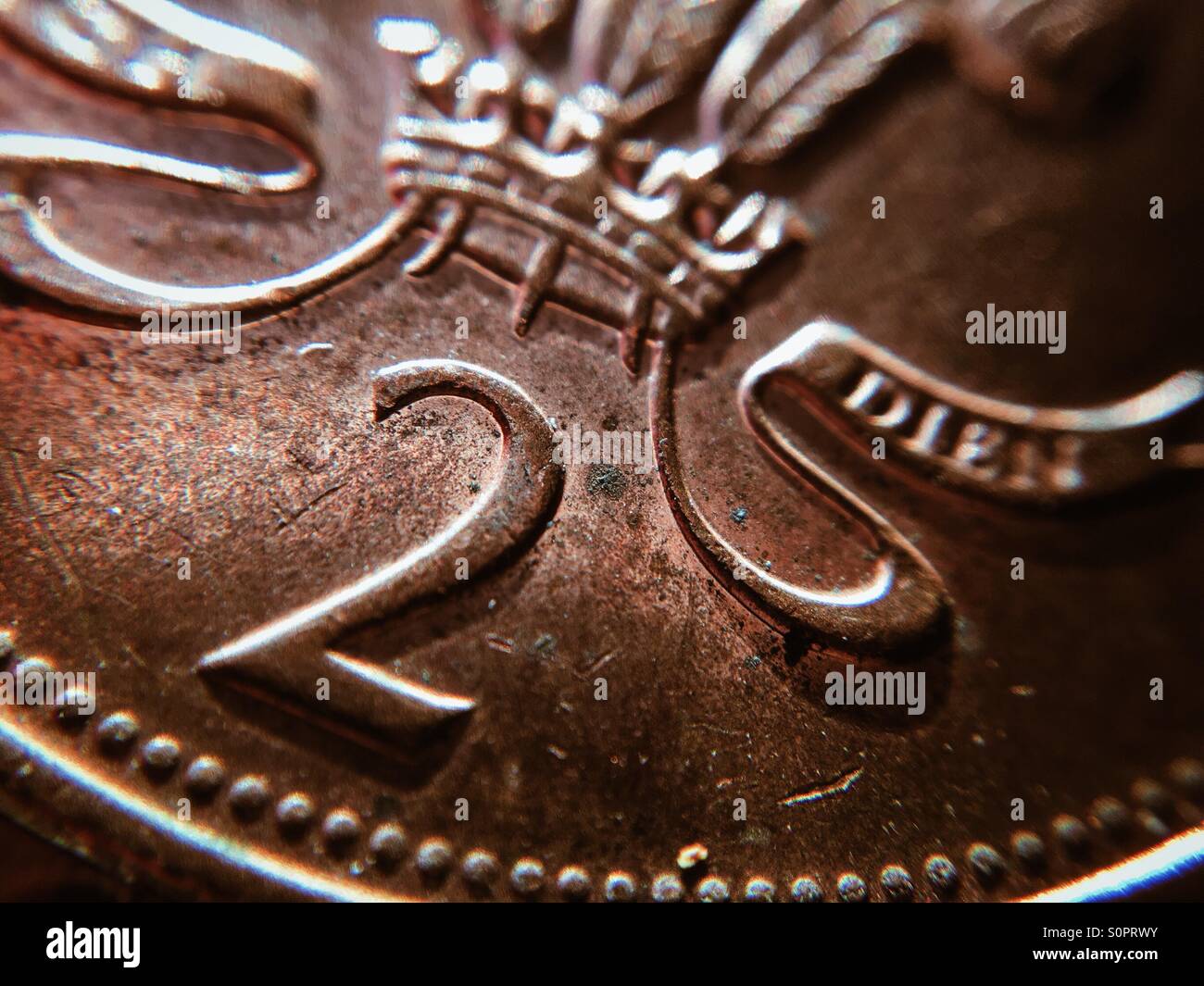 Una macro shot che mostra la bellezza di due denari Coin Foto Stock