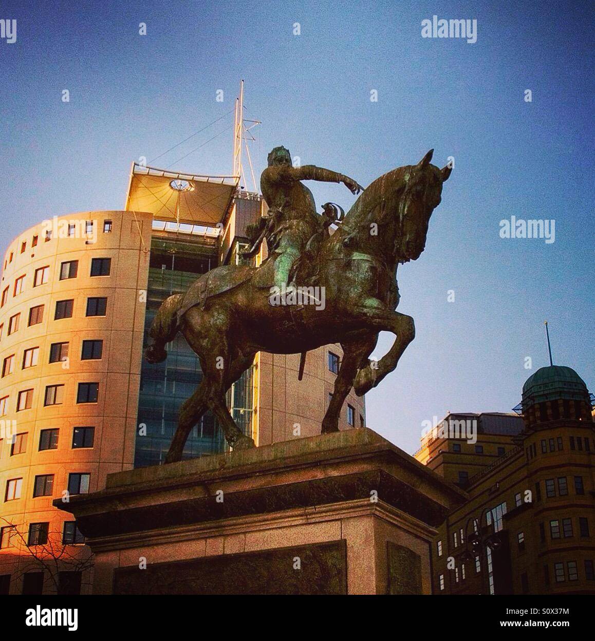 Il Principe Nero statua, Leeds City Square, Yorkshire, Inghilterra. Foto Stock