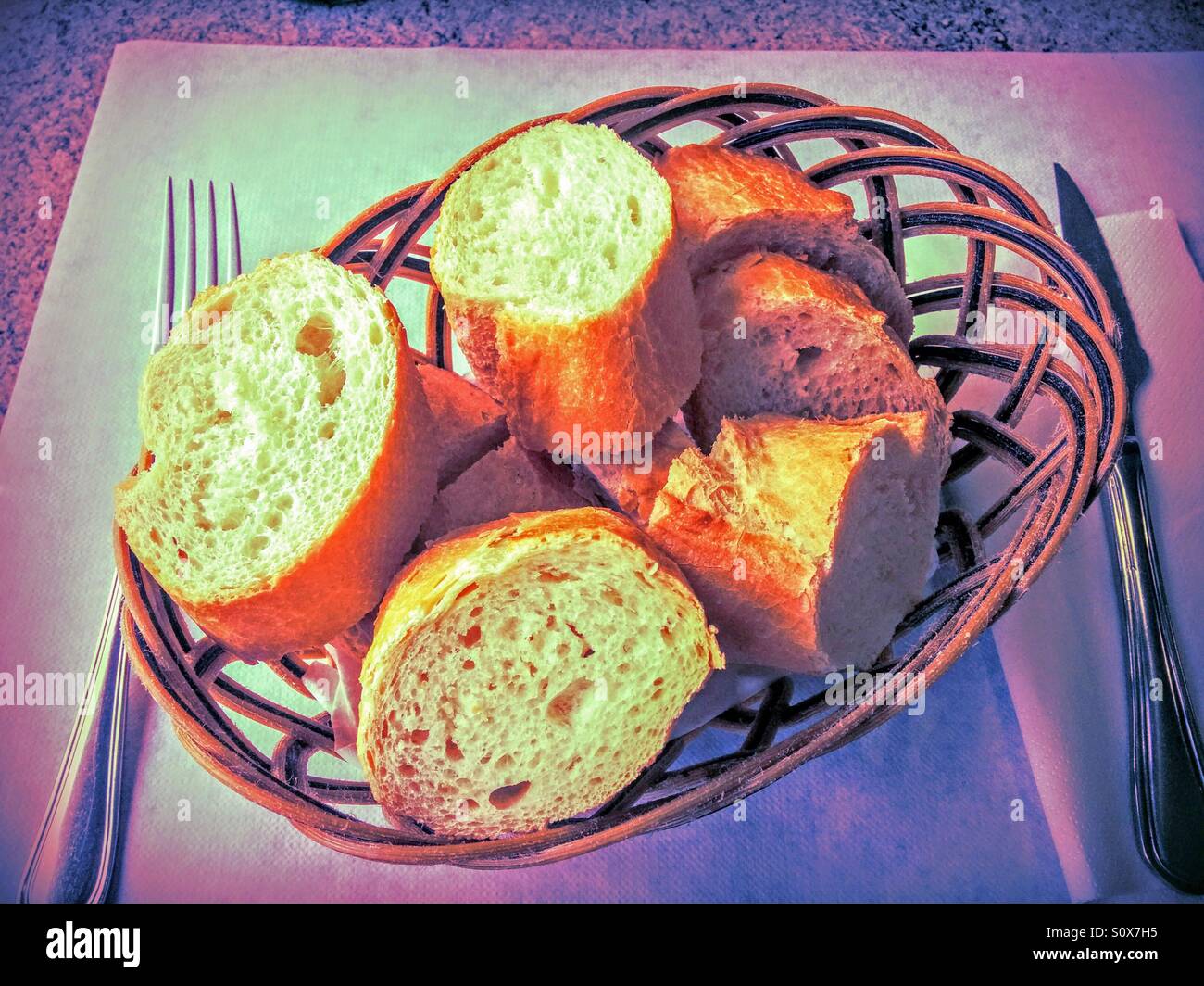 Il pane in un ristorante. Foto Stock