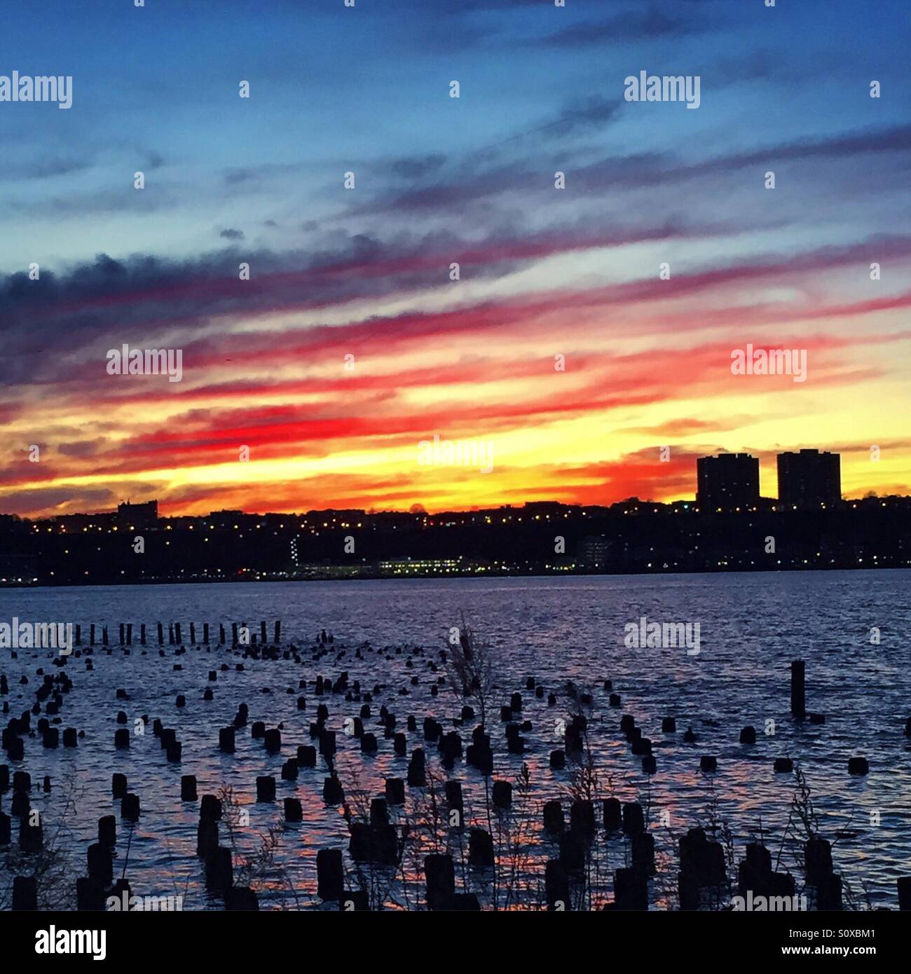 Vista dal Fiume Hudson River Park Foto Stock