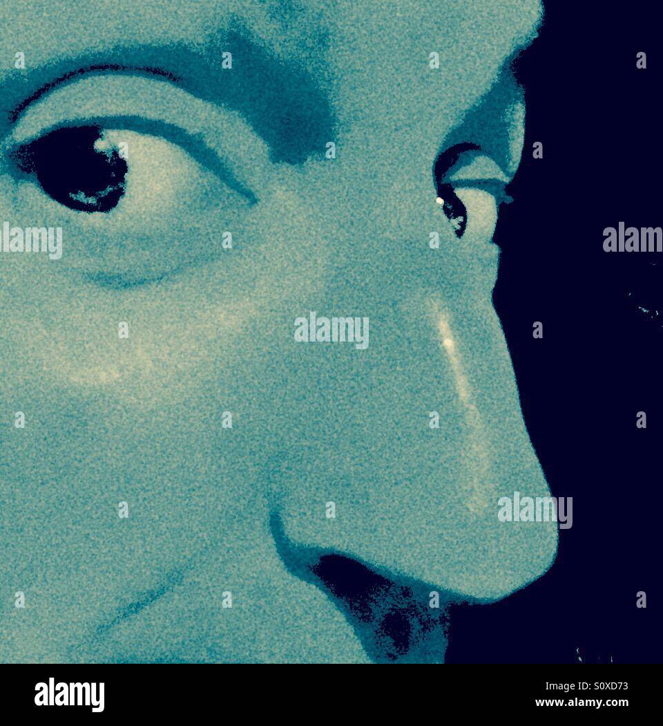 Blu. Più di ciò che incontra l'eye.Here è lo sguardo voi. Il volto essenziale. Occhi e naso. - Immagine stock catturata con smartphone