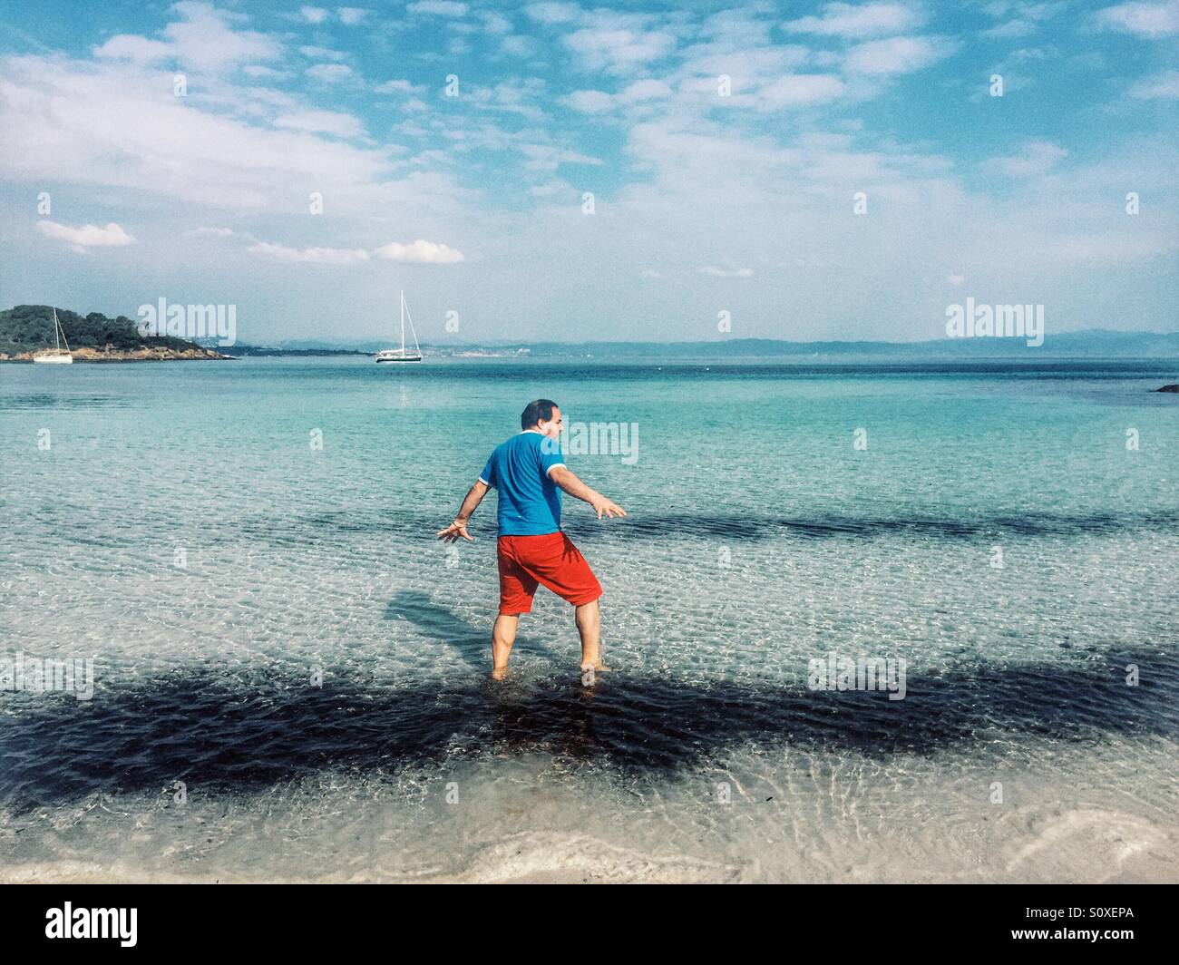 Uomo di mare freddo ,Porquerolles , Costa Azzurra, Francia Foto Stock