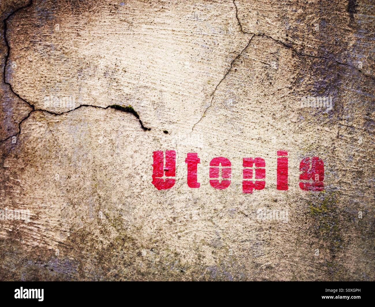 Utopia graffiti a Haggerston, Londra Foto Stock