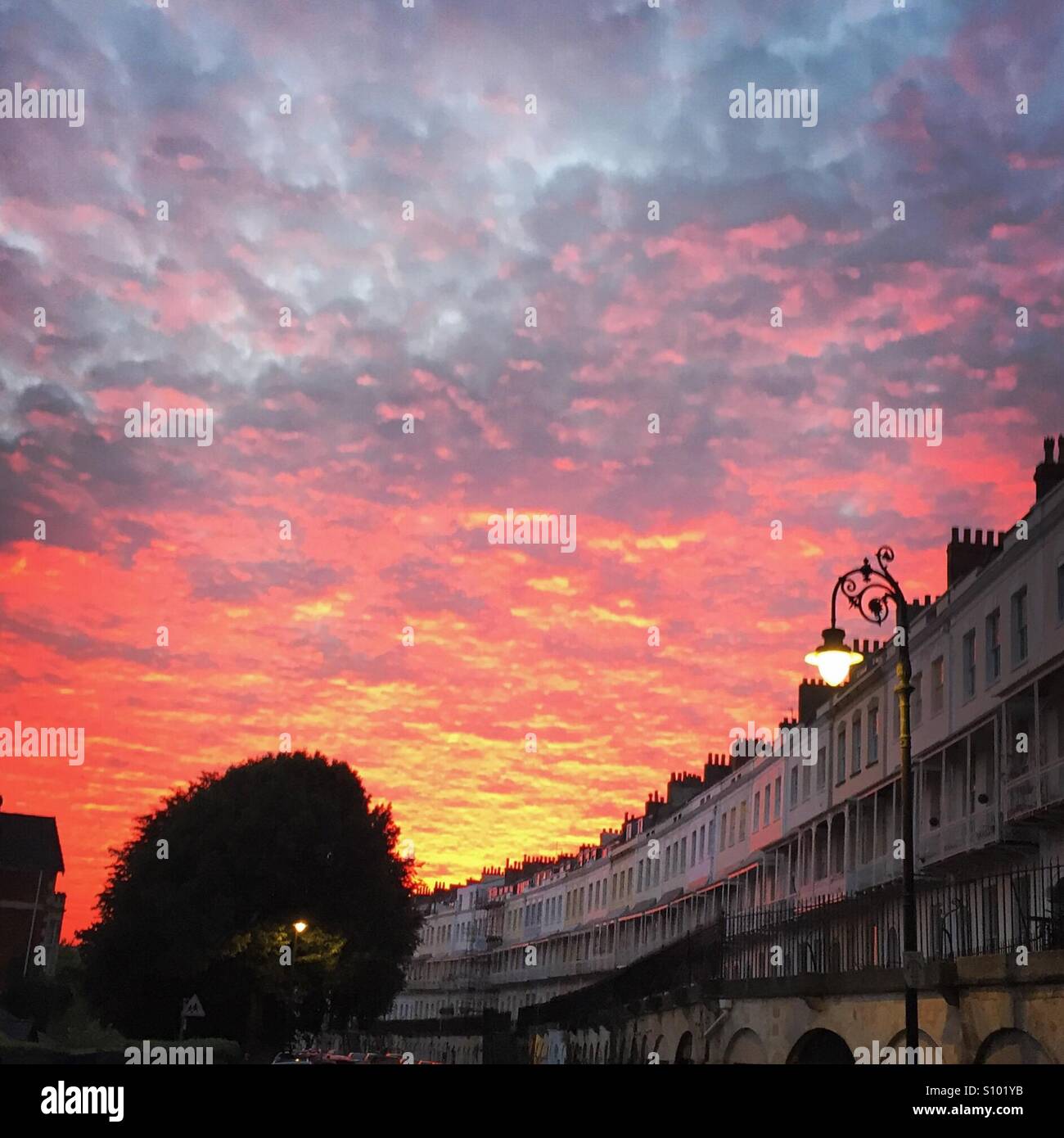 Sunset over Royal York Crescent, Bristol Foto Stock