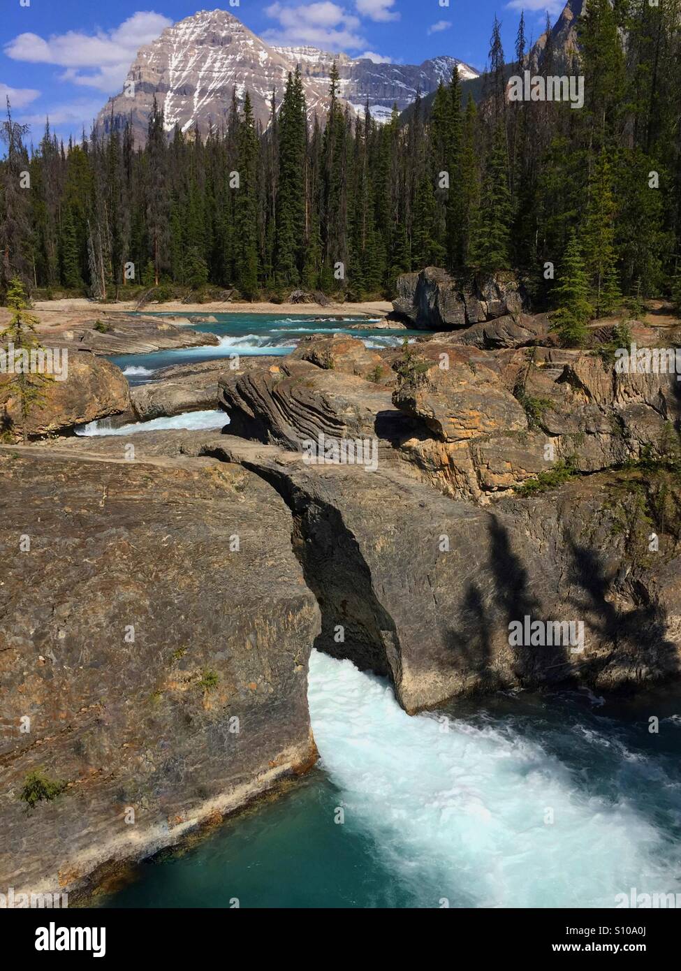 Il Ponte naturale nel Parco Nazionale di Yoho, BC. Canada - Immagine stock catturata con smartphone